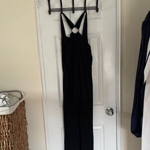 Black Maxi Dress with Ring-Detail Halter